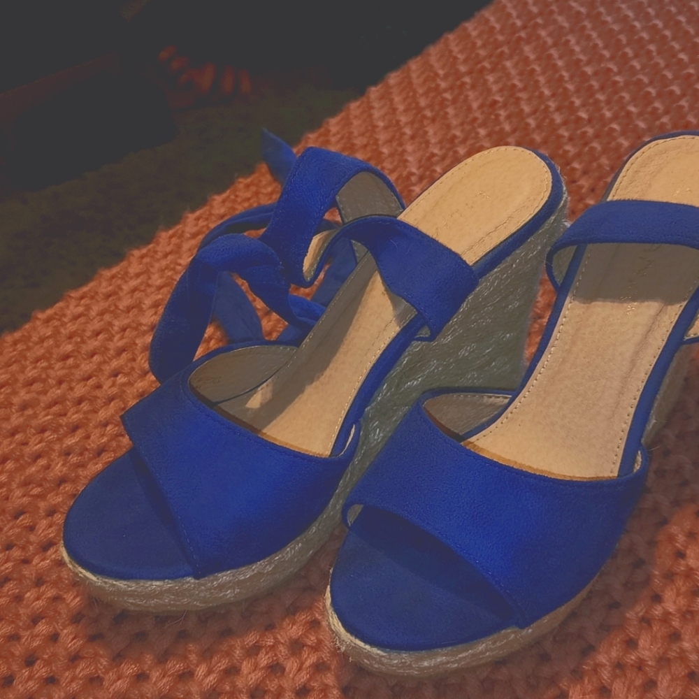 Royal Blue Ankle wrap heels
